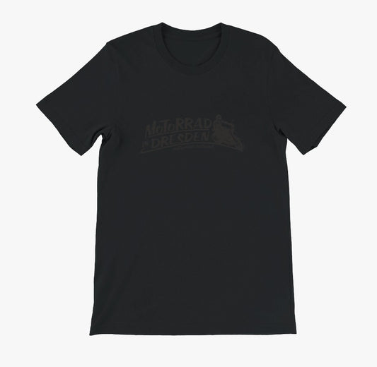T-Shirt unisex mit MoToRRAD in DRESDEN Retro Logo schwarz/schwarz